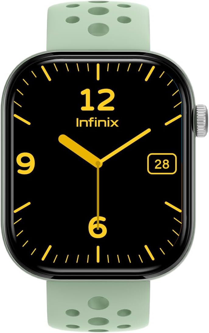 51iLFAGFupL._AC_SL1500_.jpg ساعة اكس ووتش H4 XW4L بشاشة لمس HD 2.04 بوصة من انفينيكس، مقاومة للماء IP68، وقت استخدام عادي 10 أيام، V5.3، قياس النبضات ونسبة الأكسجين في الدم، بطارية 300mAh، شحن مغناطيسي، دعم المكالمات، أخضر