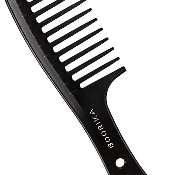 مشط بأسنان عريضة من بوريكا، مشط تصفيف مقاوم للحرارة ومضاد للكهرباء الساكنة لتجعيد الشعر، مصنوع من مادة ألياف الكربون المتينة، مناسب لكل أنواع الشعر، مقاس L، قطعة أسود، قطعة واحدة