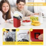 ⁦Electric Popcorn Maker Machine, Red, Hot Air Popper with Measuring Cup, Easy Pour Chute, On/Off Switch, Home Movie Theater Snack Maker⁩ - الصورة ⁦7⁩