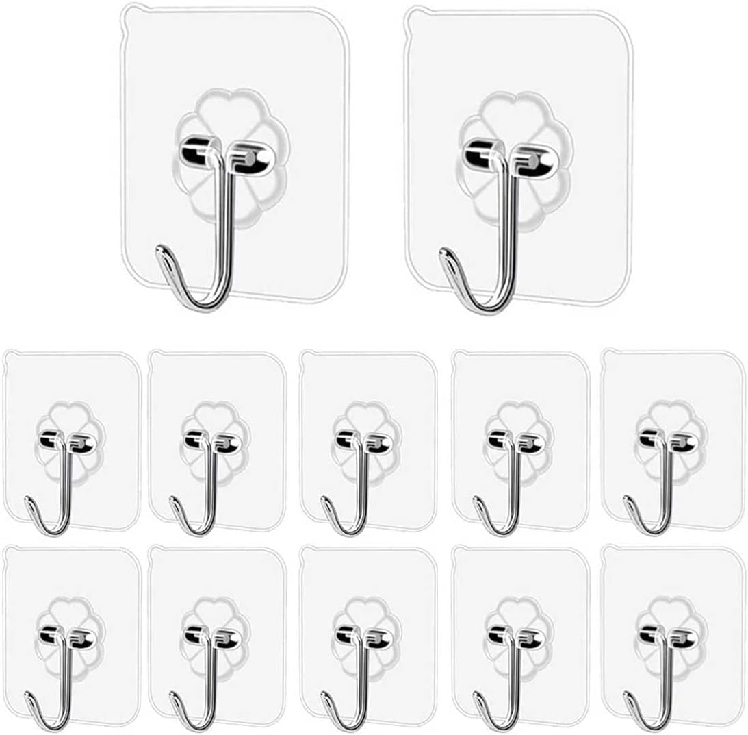 51lHpnKmz4L._AC_SL1100_.jpg خطافات ذاتية اللصق وشديدة التحمل ومضادة للانزلاق ولا تترك أثرا للمطبخ والحمام والملابس والمكتب والسقف من بوبياو (12 قطعة)، بلاستيك بي في سي، الحد الأقصى للوزن الموصى به: 6.8 كيلوجرام