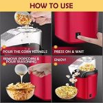 ⁦Electric Popcorn Maker Machine, Red, Hot Air Popper with Measuring Cup, Easy Pour Chute, On/Off Switch, Home Movie Theater Snack Maker⁩ - الصورة ⁦2⁩