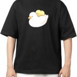 black t-shirt duck cute kawai 16