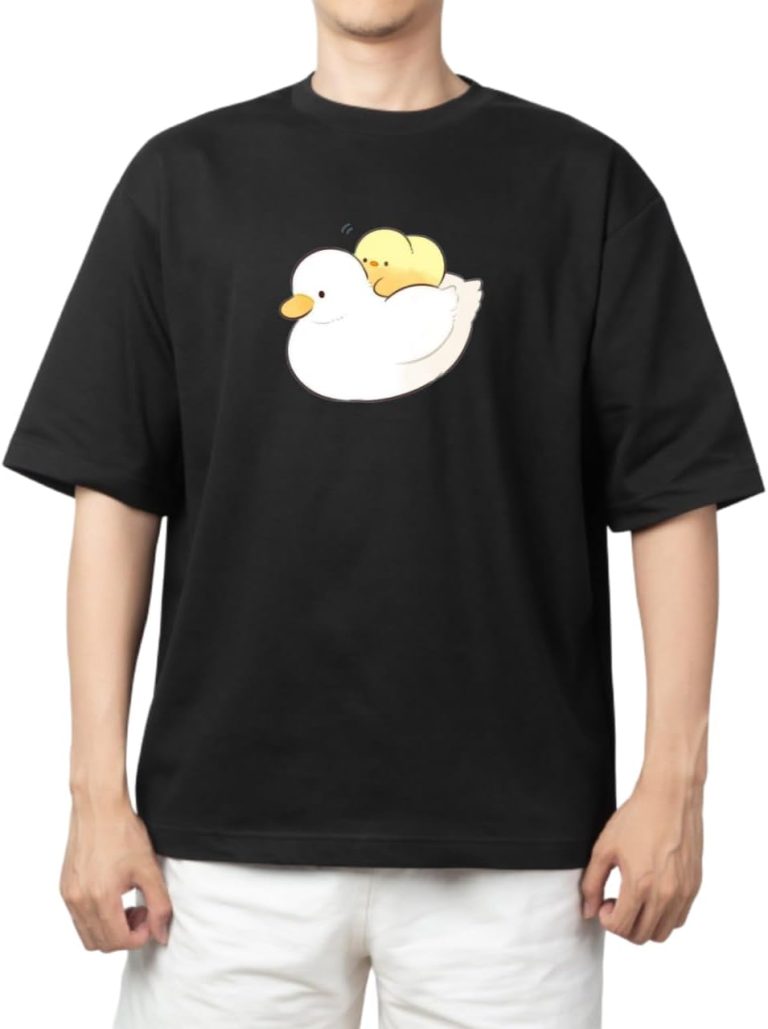 black t-shirt duck cute kawai 16
