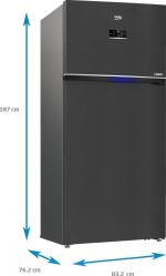 ⁦BEKO 650 Liter Refrigerator Net 630 Liter Nufrost Digital Touch - Faucet - Dark Stainless RDNE650E60ZXR⁩ - الصورة ⁦2⁩