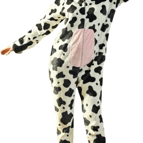 سالوبيت شتوي قطيفة بغطاء للراس وسوستة امامية بتصميم بقرة, متعدد, One Size