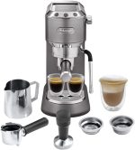 ⁦ماكينة تحضير قهوة الإسبرسو من ديلونجي بسعة 1 لتر باللون الرمادي⁩ - الصورة ⁦2⁩