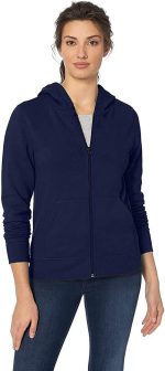 سويت شيرت بسوستة لون كحلي للنساء M قبة دائرية بدون طوق