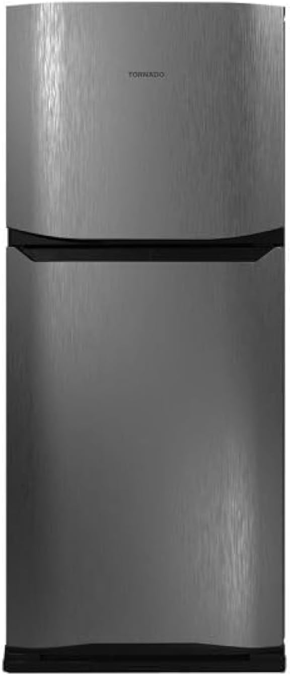 51sOOIsfYyL._AC_SL1500_.jpg ثلاجة بخاصية إذابة الثلج (نو فروست) من تورنيدو، سعة 304 لتر، لون ستانلس ستيل غامق، موديل RF-33FT-DST