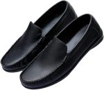 حذاء جلد كلاسيكي وكاجوال سهل الارتداء وخفيف الوزن للرجال - حذاء جلد طبى - حذاء رسمي أنيق ومريح - حذاء أسود