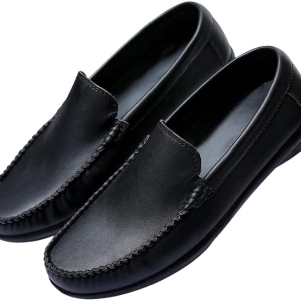 حذاء جلد كلاسيكي وكاجوال سهل الارتداء وخفيف الوزن للرجال - حذاء جلد طبى - حذاء رسمي أنيق ومريح - حذاء أسود