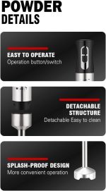 ⁦خلاط يدوي ستانلس ستيل 1200 واط مع كوب من سوكاني، أسود/فضي، SK-758⁩ - الصورة ⁦2⁩