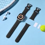 ⁦Sport Band Compatible with Apple Watch Bands 49 mm 45 mm 44 mm 44 mm 42 mm, Soft Silicone Wristband Strap with Classic Clasp for iWatch Series 10 9 Ultra SE 8 7 6 5 4 3 2 1 for Women Men, Black Color⁩ - الصورة ⁦2⁩
