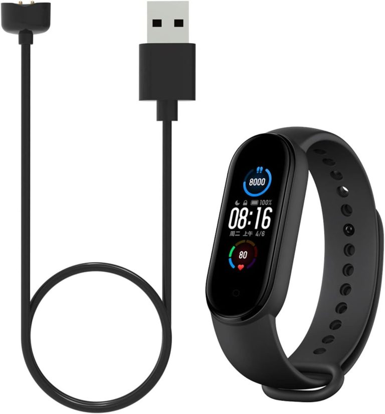 شاحن ساعة ذكية مغناطيسي بكيبل شحن USB بطول 1 م بديل للساعة الذكية ان اف سي متوافق مع شاومي مي باند 5 6 7 امازفيت باند 5 (أسود)