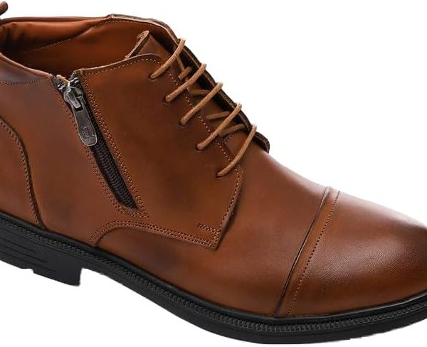 هاف بوت جلد للرجال - تصميم أنيق وعصري، مصنوع من خامات عالية، مناسب للعمل والمناسبات، مع بطانة داخلية ونعل داخلي طبي مريح