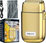 ماكينة حلاقة احترافية دقيقة ومتعددة الوظائف لقص وتشذيب الشعر بتقنية الشحن بمنفذ USB وعمر بطارية طويل من سوكاني، ذهبي، موديل SK-384