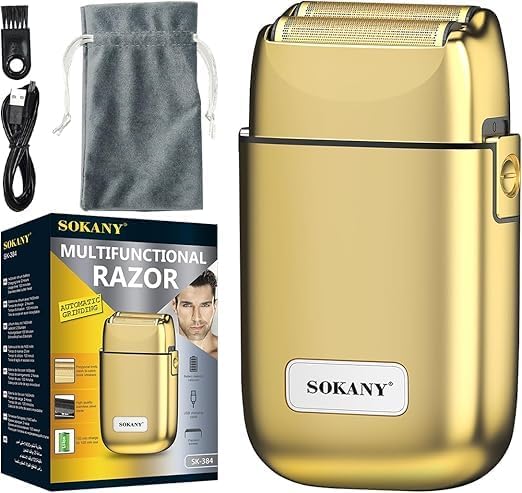 ماكينة حلاقة احترافية دقيقة ومتعددة الوظائف لقص وتشذيب الشعر بتقنية الشحن بمنفذ USB وعمر بطارية طويل من سوكاني، ذهبي، موديل SK-384