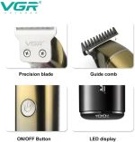 ⁦ماكينة حلاقة شعر ولحية احترافية لاسلكية بشاشة رقمية قابلة لإعادة الشحن من في جي ار شفرات فولاذ مقاوم للصدأ وكابل شحن USB و3 أمشاط توجيه مدة التشغيل 150 دقيقة 1200 مللي أمبير الساعة لون ذهبي⁩ - الصورة ⁦3⁩