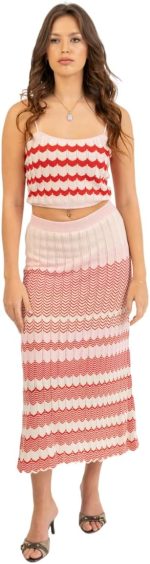 جيبة مخططة منسوجة للنساء من ايه اس تي كيه، (قطعة واحدة)