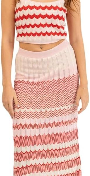 جيبة مخططة منسوجة للنساء من ايه اس تي كيه، (قطعة واحدة)