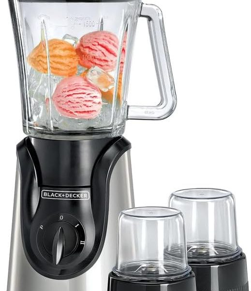 خلاط مع مطحنتين من بلاك اند ديكر، 600 وات، سعة 1.5 لتر، 600.0 واط، متعدد الألوان