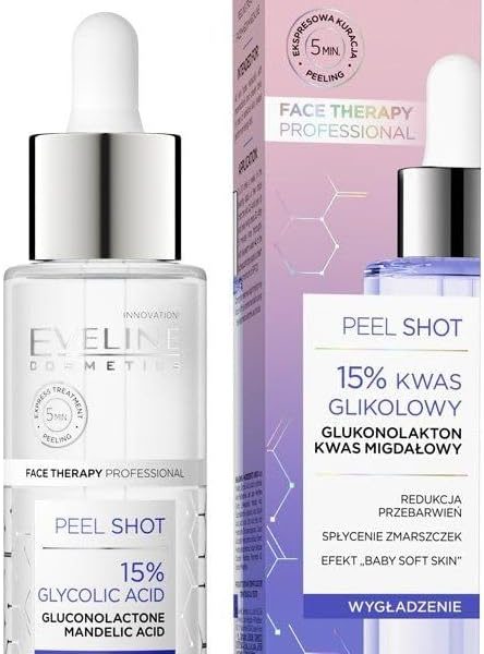 جل تقشير احترافي لتنعيم الوجه من ايفلين | غني بحمض الجليكوليك بنسبة 15% | بالجلوكونولاكتون وحمض الماندليك | يساعد في تقليل تغير اللون وضحل التجاعيد | 30 مل للجنسين