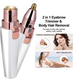 ⁦ماكينة تقليم الحواجب وإزالة شعر الوجه - جهاز حلاقة 2 في 1 للنساء، بتصميم أحمر شفاه لتناسب الوجه والجسم، مؤشر طاقة، جهاز محمول وسريع الاستخدام لجميع المناسبات، طراز HX-202⁩ - الصورة ⁦4⁩