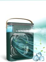 ⁦مروحه تبريد هواء محمولة من سمايلينج شارك، مروحة تبريد صغيرة بـ 5 بخاخات، مروحة مكتب شخصية مع اضاءة LED بـ 7 الوان للمكتب والمنزل والمطبخ وغرفة النوم والسكن والاماكن الخارجية⁩ - الصورة ⁦2⁩