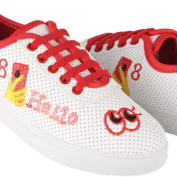 سنيكرز بنات كاجوال جلد ابيض قالب صغير درجتين (ابيض1