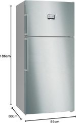 ⁦ثلاجة قائمة بذاتها من سلسلة 6 بوش مع فريزر في الاعلى 186 × 86 سم اينوكس ايزي كلين kdn86ai3e9 فضي⁩ - الصورة ⁦6⁩