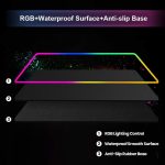 ⁦قاعدة ماوس العاب كبيرة وسميكة ومضادة للانزلاق والماء باضاءة ار جي بي متوهجة للكمبيوتر المكتبي وجهاز ماك بوك - 800×300×4 ملم، أسود، ممحاة، من ليكفي، مطاط⁩ - الصورة ⁦5⁩