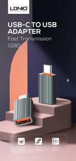 ⁦محول من النوع ايه الى نوع سي LC140 من لدنيو، نقل سريع، جهاز عالمي، ادخال للاستخدام، مادة الالومنيوم - رمادي⁩ - الصورة ⁦6⁩