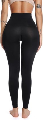 ⁦بنطلون ليجن عالي الخصر للنساء والبنات - مرونة عالية وناعم بألوان ، مثالي للأزياء اليومية واللياقة البدنية - يناسب وزن من 45 الى 100 كيلو من ميزة⁩ - الصورة ⁦3⁩