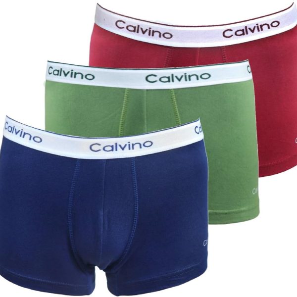 طقم بوكسر قصير بخصر منخفض للرجال من 3 قطع في عبوة واحدة من كالفينو