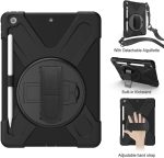 ⁦جراب حماية لجهاز اي باد الجيل التاسع/الثامن/السابع مع شاشة حماية، يأتي بتصميم مضاد للصدمات والسقوط مع [حامل قلم] [حامل دوار 360] [حزام كتف]، جراب حماية مصنوع من المطاط من جيروتيك، أسود⁩ - الصورة ⁦3⁩