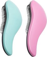 فرشاة فك تشابك الشعر من واينك - مجموعة اقتصادية من قطعتين - فرشاة فك تشابك الشعر الرطب، احترافية بدون الم للنساء والرجال والاطفال (عبوة من قطعتين،متعددة الالوان)