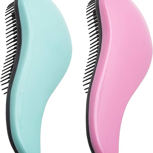 فرشاة فك تشابك الشعر من واينك - مجموعة اقتصادية من قطعتين - فرشاة فك تشابك الشعر الرطب، احترافية بدون الم للنساء والرجال والاطفال (عبوة من قطعتين،متعددة الالوان)