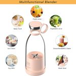 ⁦ROCAT Portable Mini Fast Blender, 350ml Fruit Mixer, Kitchen Juicer Cup, Mini Blender, Handheld Travel Blender, with USB Rechargeable, for Shakes, Smoothies, Juice (White)⁩ - الصورة ⁦3⁩