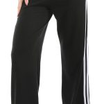 Women's Athletic Track Pants, High-Waisted, with Side Stripes, Drawstring Closure, Straight Leg, Active Wear