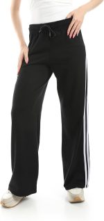 Women's Athletic Track Pants, High-Waisted, with Side Stripes, Drawstring Closure, Straight Leg, Active Wear