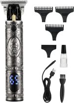 ماكينة حلاقة الشعر في جي ار الكهربائية للرجال لقص مع امشاط توجيه وشاشة LCD قابلة للتعديل بدون اسلاك كهربائية للمبتدئين والمحترفين صالونات التجميل وتشذيب الشعر.