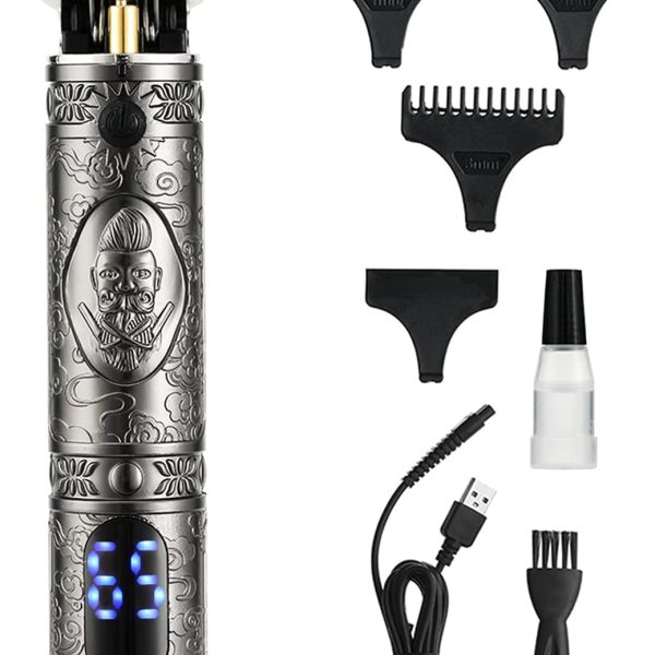 ماكينة حلاقة الشعر في جي ار الكهربائية للرجال لقص مع امشاط توجيه وشاشة LCD قابلة للتعديل بدون اسلاك كهربائية للمبتدئين والمحترفين صالونات التجميل وتشذيب الشعر.
