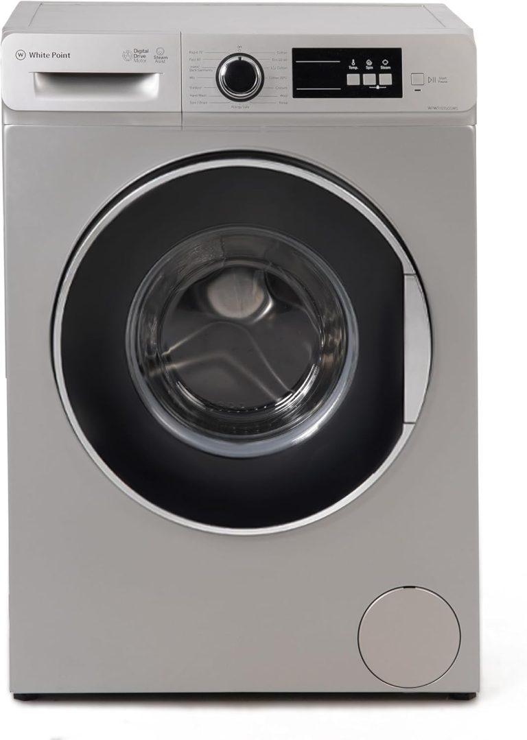 وايت بوينت WPW71015DSWSINV - غسالة - 7 كجم - برامج متعددة - ستيم - عاكس - 1000 دورة في الدقيقة - فضي - تركي، 7.0 كيلوجرام