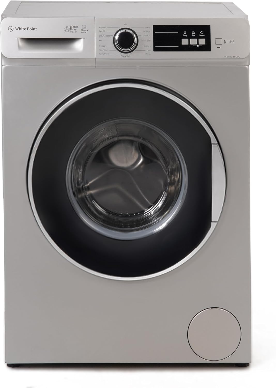 6152-CnGKwL._AC_SL1500_.jpg وايت بوينت WPW71015DSWSINV - غسالة - 7 كجم - برامج متعددة - ستيم - عاكس - 1000 دورة في الدقيقة - فضي - تركي، 7.0 كيلوجرام