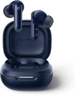 سماعات أذن لاسلكية ساوند كور P40i بخاصية إلغاء الضوضاء، وقت تشغيل 60 ساعة من انكر، علبة 2 في 1 وحامل موبايل، IPX5، شحن لاسلكي، بلوتوث 5.3، لون أزرق