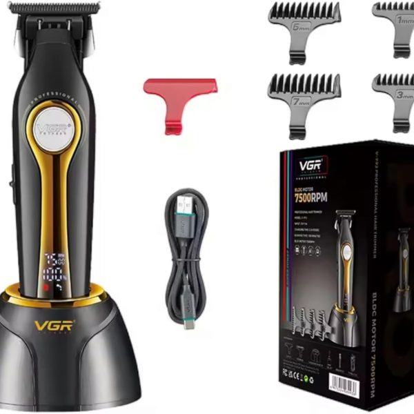 ماكينة حلاقة احترافية v-993 جسم معدني شفرات سراميك متالوجنيك ماتور تربو ذكي BLDC 7500RPM بطارية ليثيوم أيون بقوة 2000MAH وقت تشغيل 180 دقيقة وقت العمل 2.5 ساعة قاعدة شحن