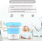 ⁦Portable Washing Machine, Mini Folding Washing Machine with Timing and Dehydration Function for Washing Baby Clothes, Traveling, Apartment Dorm - Blue⁩ - الصورة ⁦5⁩