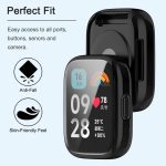 ⁦جراب بتصميم رفيع يوفر حماية كاملة مع شاشة حماية مدمجة من دلع موبايلك، جراب ناعم ومقاوم للصدمات من بولي يوريثين مقاوم للحرارة، متوافق مع ساعة شاومي ريدمي ووتش 3 لايت/ريدمي ووتش 3 اكتيف، أسود⁩ - الصورة ⁦4⁩