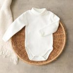 ⁦High Cool Basic Baby Newborn Winter Bodysuit High Neck Pullover Long Sleeve Fleece Lined Popper Bodysuit For Infant Warm And Soft Baby Clothing For Cold Weather⁩ - الصورة ⁦2⁩