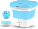 Portable Washing Machine, Mini Folding Washing Machine with Timing and Dehydration Function for Washing Baby Clothes, Traveling, Apartment Dorm - Blue