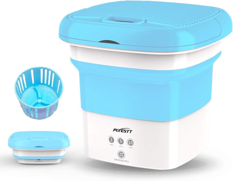 Portable Washing Machine, Mini Folding Washing Machine with Timing and Dehydration Function for Washing Baby Clothes, Traveling, Apartment Dorm - Blue